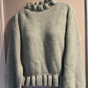TOPSHOP Mint Ruffle Sweater Sz 8/10 US